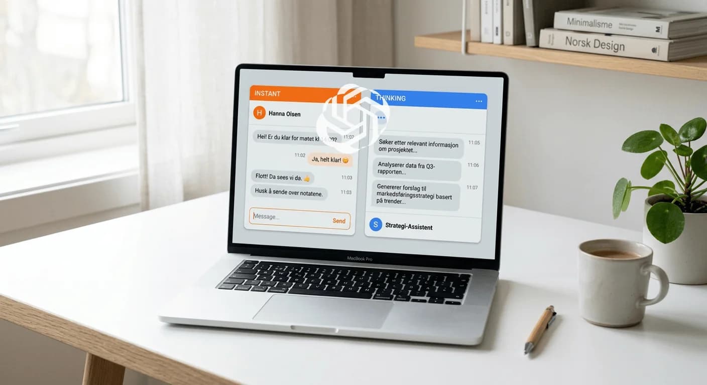 Illustrasjon av OpenAI GPT-5.1 med Instant og Thinking-modeller