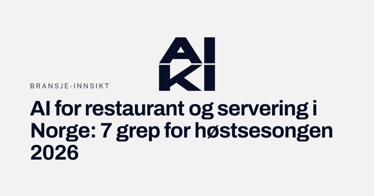 Mørk restaurant-disk med en digital meny-skjerm og en telefon som viser AI-chatmelding