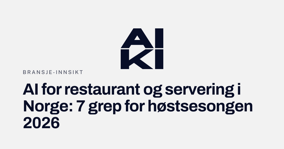 Mørk restaurant-disk med en digital meny-skjerm og en telefon som viser AI-chatmelding
